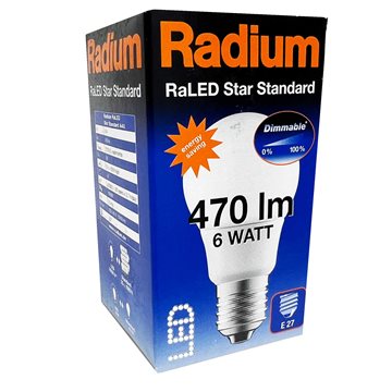 Radium Dæmpbar LED-kronepære med E27 fatning 470 lumen - (svarer til 40 W) RL A 40 DIM 6W